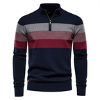 Herren Pullover mit Reißverschlusskragen und Streifenmuster