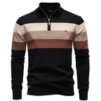 Herren Pullover mit Reißverschlusskragen und Streifenmuster