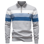 Herren Pullover mit Reißverschlusskragen und Streifenmuster