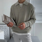 Herren Pullover mit Reißverschlusskragen und strukturierter Strickoptik