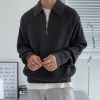 Herren Pullover mit Reißverschlusskragen und strukturierter Strickoptik