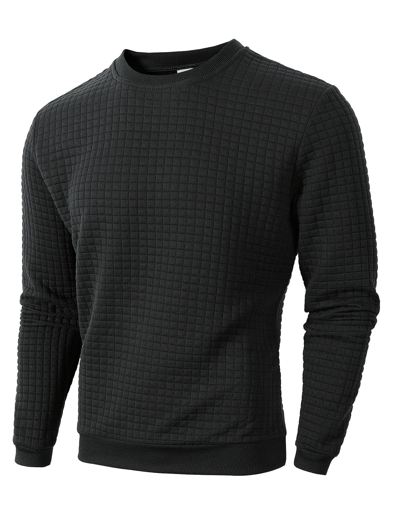 Herren Pullover mit Rundhalsausschnitt und quadratischer Struktur
