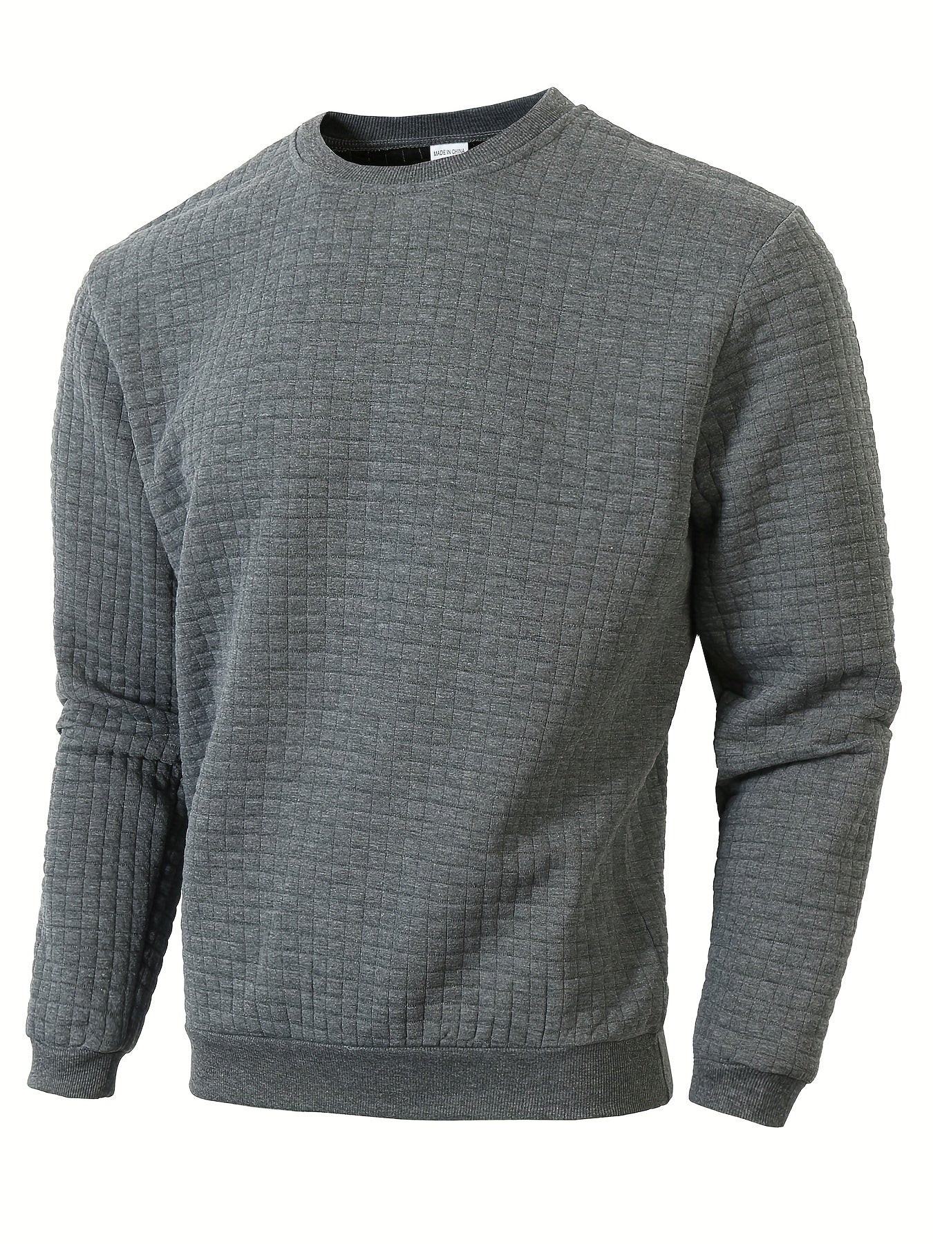 Herren Pullover mit Rundhalsausschnitt und quadratischer Struktur