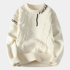 Herren Pullover mit Rundhalsausschnitt und strukturierten Details