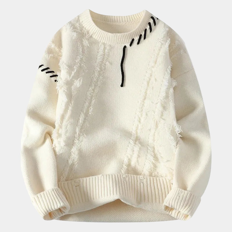 Herren Pullover mit Rundhalsausschnitt und strukturierten Details