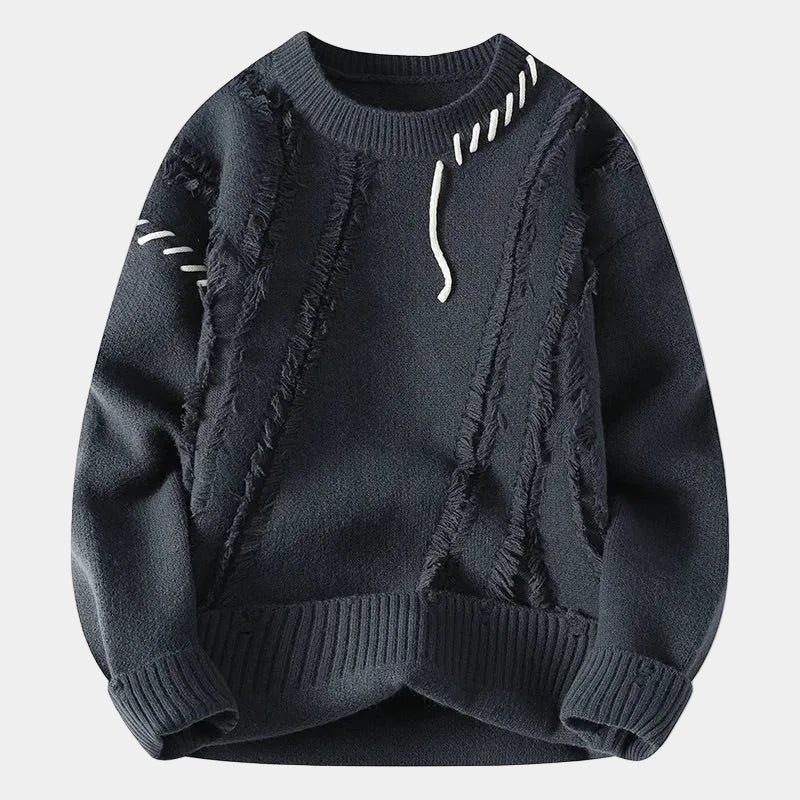Herren Pullover mit Rundhalsausschnitt und strukturierten Details