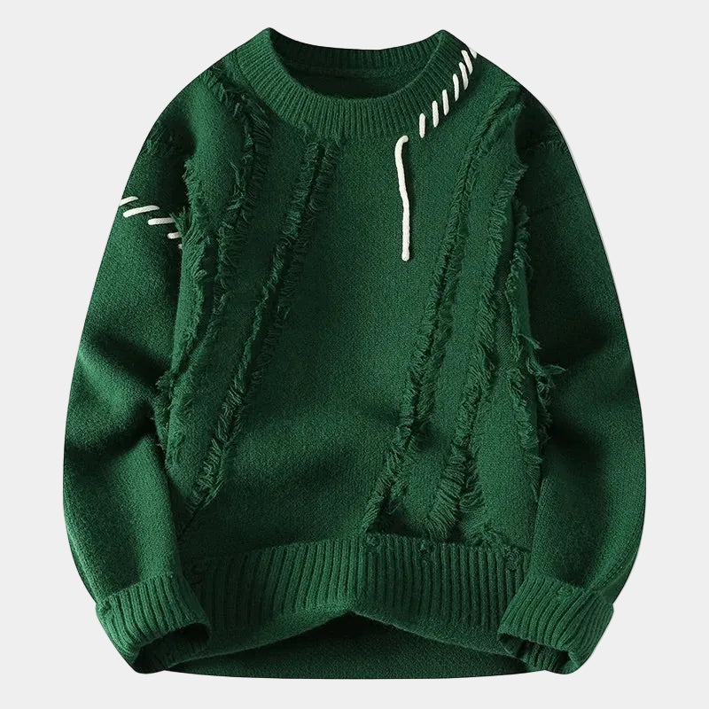 Herren Pullover mit Rundhalsausschnitt und strukturierten Details
