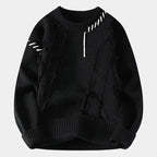 Herren Pullover mit Rundhalsausschnitt und strukturierten Details