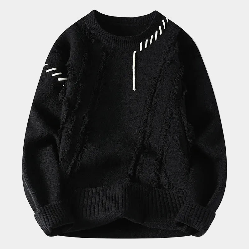 Herren Pullover mit Rundhalsausschnitt und strukturierten Details