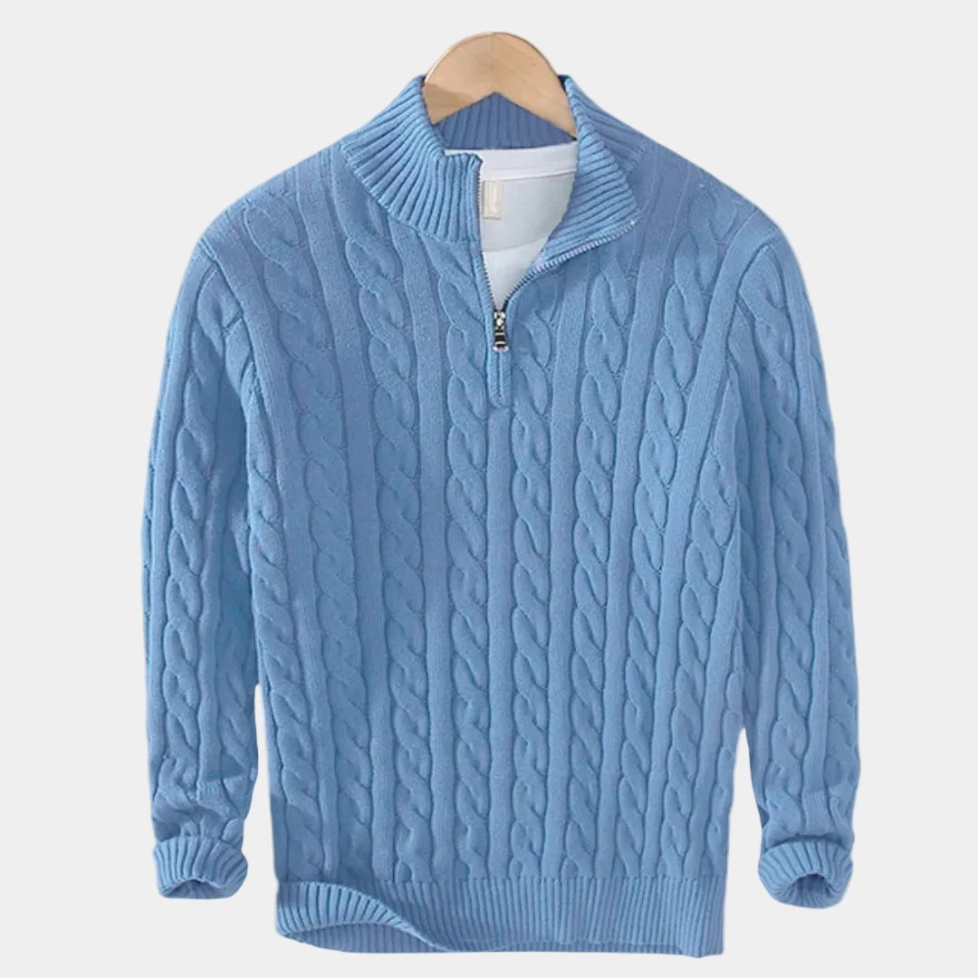 Herren Pullover mit Stehkragen und halbem Reißverschluss