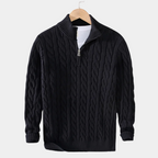 Herren Pullover mit Stehkragen und halbem Reißverschluss