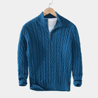 Herren Pullover mit Stehkragen und halbem Reißverschluss