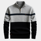 Herren Pullover mit Stehkragen und horizontalen Streifen