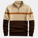 Herren Pullover mit Stehkragen und horizontalen Streifen