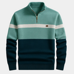 Herren Pullover mit Stehkragen und horizontalen Streifen
