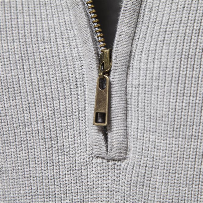 Herren Pullover mit Stehkragen und kurzem Reißverschluss