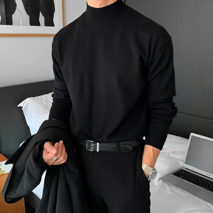 Herren Pullover mit Stehkragen und langen Ärmeln