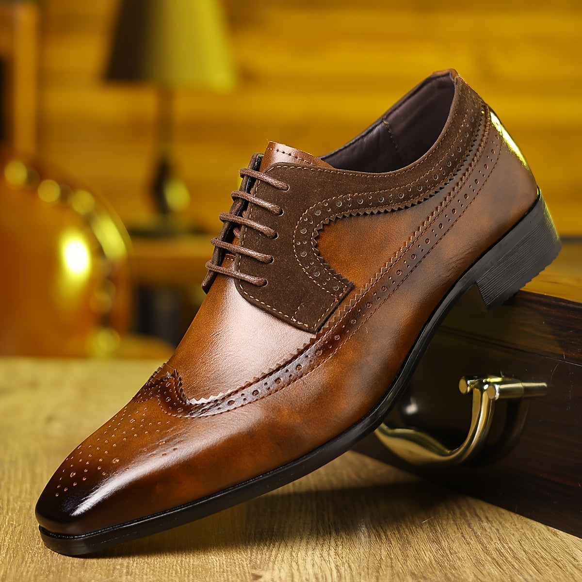 Herren Richelieu Schuhe mit dekorativen Perforationen