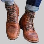 Herren Schnürstiefel aus PU-Leder mit robuster Gummisohle