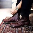 Herren Schnürstiefel aus PU-Leder mit robuster Gummisohle