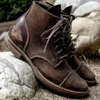 Herren Schnürstiefel aus PU-Leder mit robuster Gummisohle