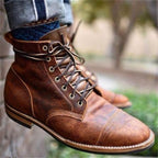 Herren Schnürstiefel aus PU-Leder mit robuster Gummisohle