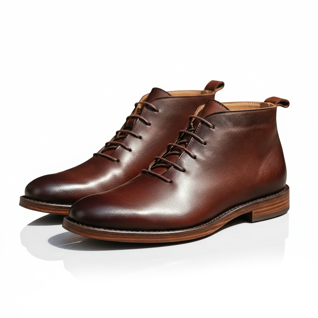 Herren Schnürstiefel mit hohem Schaft und rundem Zehenbereich