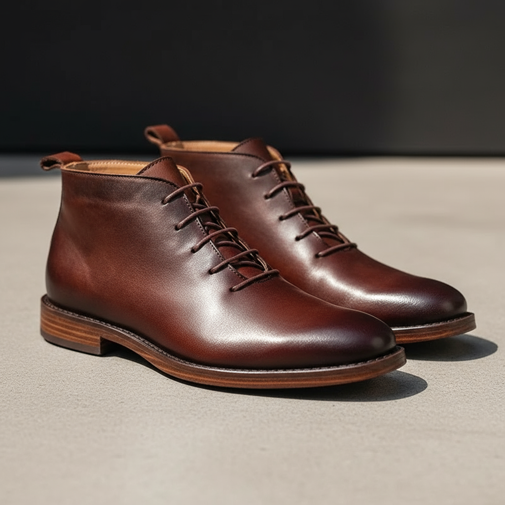 Herren Schnürstiefel mit hohem Schaft und rundem Zehenbereich