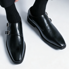 Herren Schuhe mit Doppel-Schnalle und länglicher Spitze