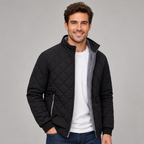 Herren Winter Steppjacke mit Rautensteppung und Teddyfutter – Stehkragen