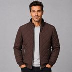 Herren Winter Steppjacke mit Rautensteppung und Teddyfutter – Stehkragen
