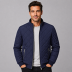Herren Winter Steppjacke mit Rautensteppung und Teddyfutter – Stehkragen
