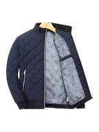 Herren Winter Steppjacke mit Rautensteppung und Teddyfutter – Stehkragen