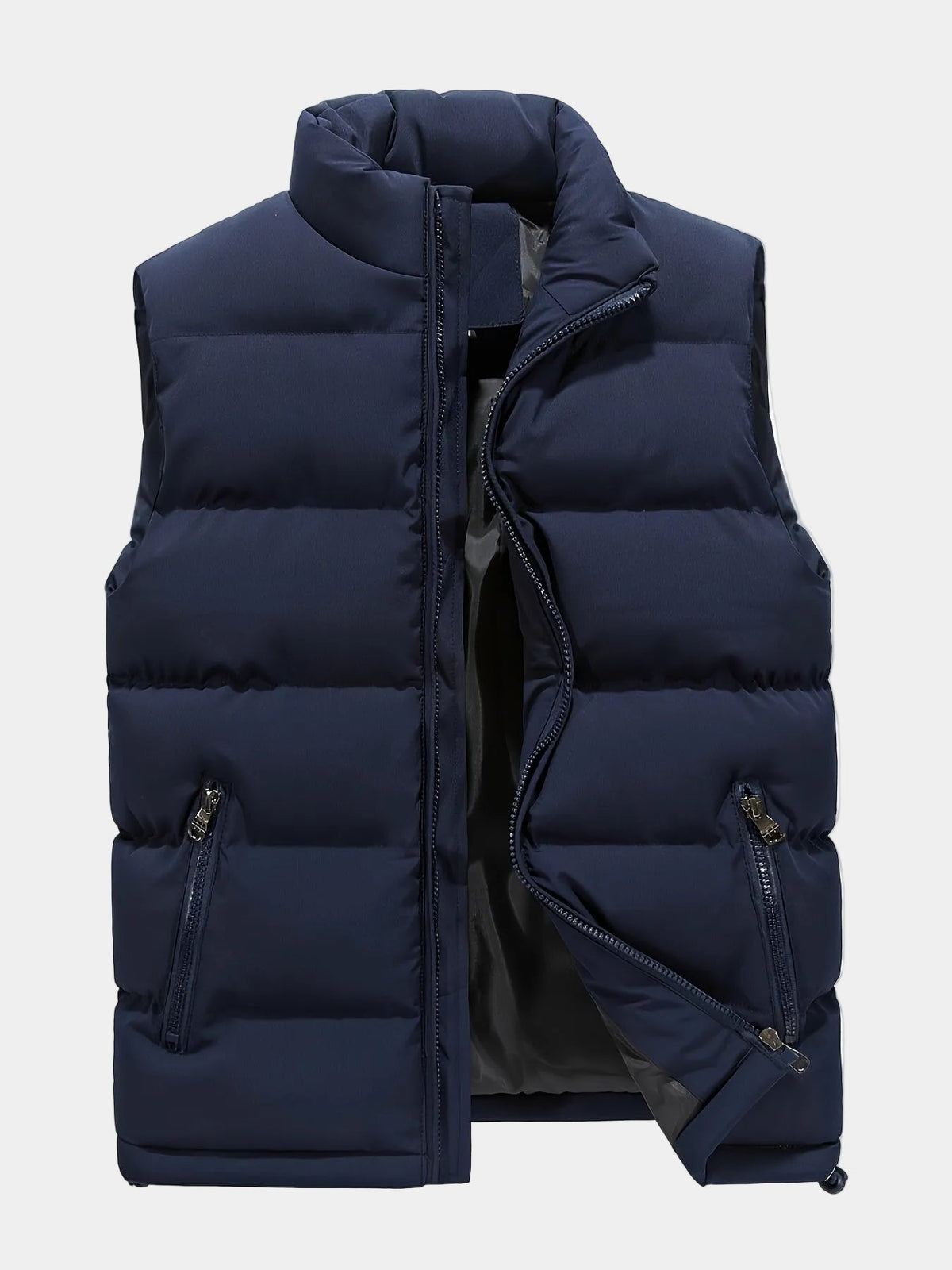 Herren Steppweste Puffer mit Stehkragen, Reißverschluss und Seitentaschen