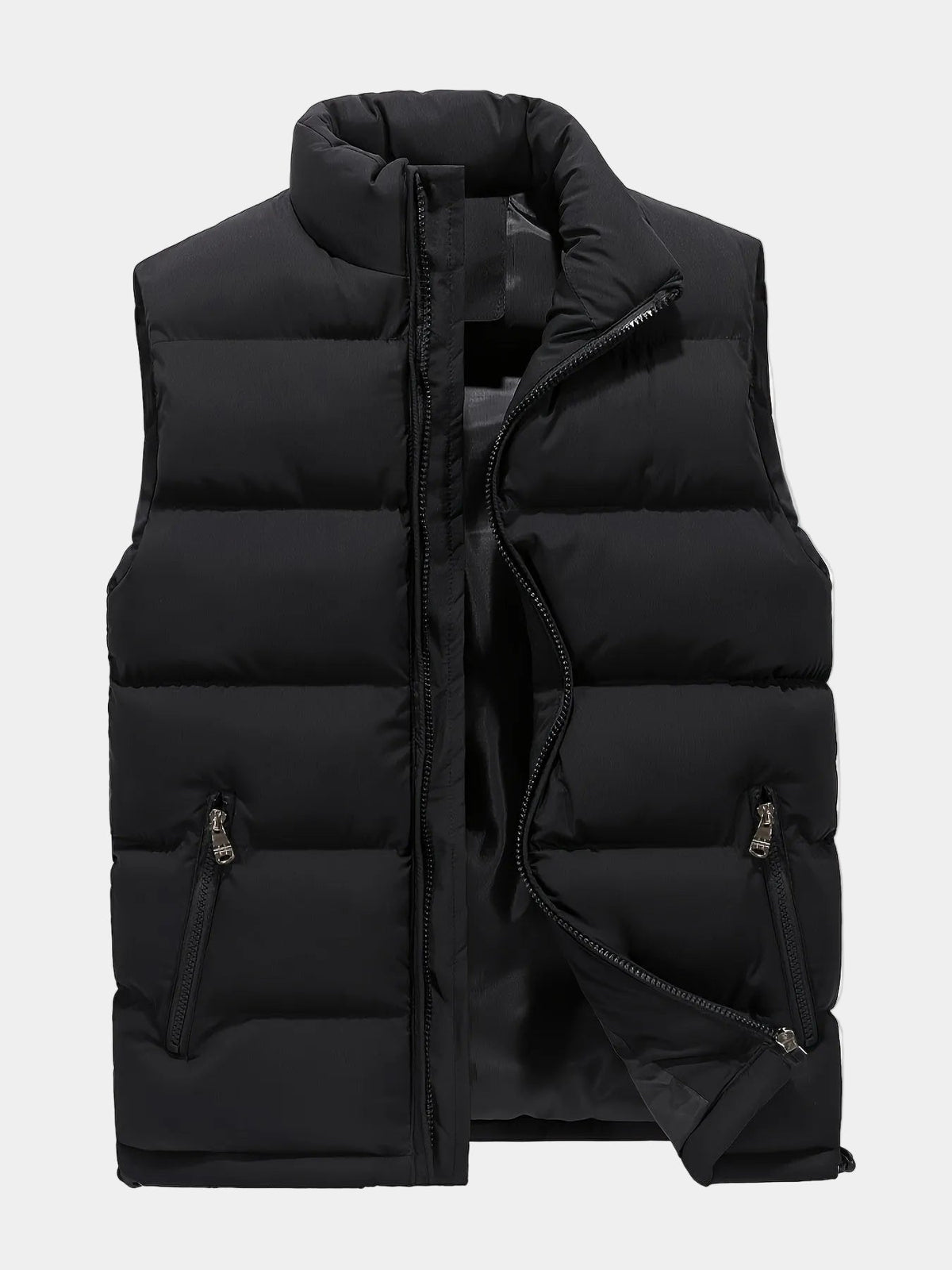 Herren Steppweste Puffer mit Stehkragen, Reißverschluss und Seitentaschen