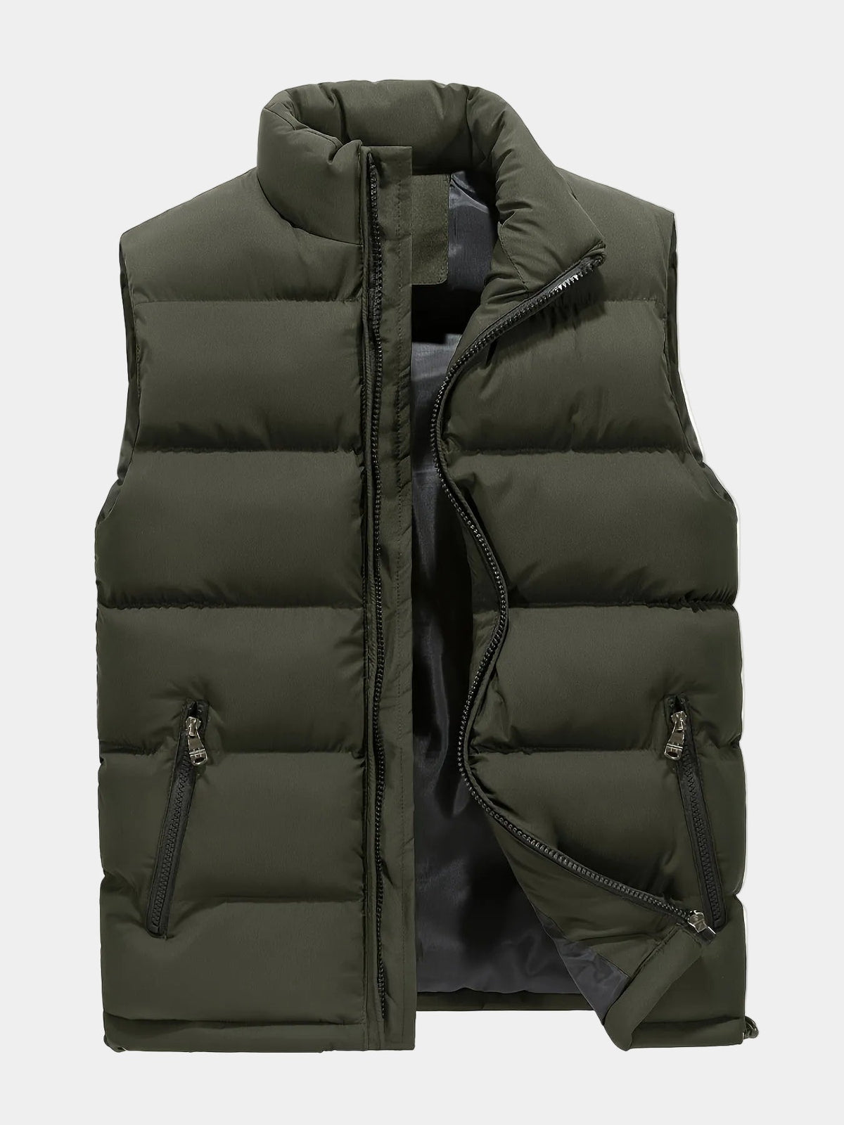 Herren Steppweste Puffer mit Stehkragen, Reißverschluss und Seitentaschen