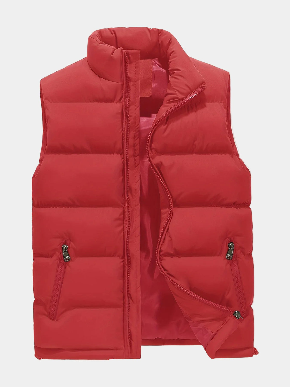 Herren Steppweste Puffer mit Stehkragen, Reißverschluss und Seitentaschen