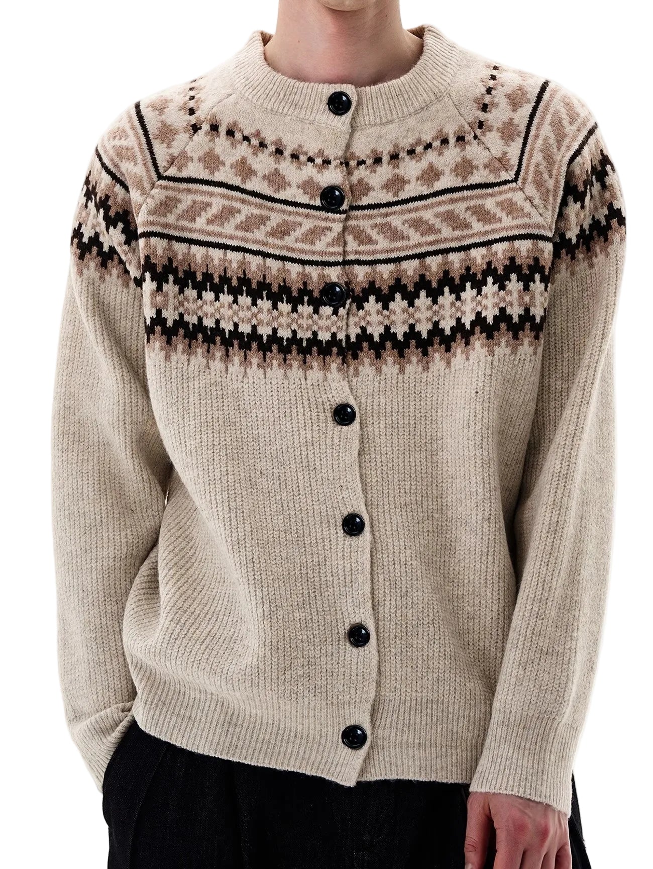 Herren Strick-Cardigan mit Rundhalsausschnitt und Knopfleiste