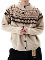 Herren Strick-Cardigan mit Rundhalsausschnitt und Knopfleiste