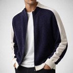 Herren Strickjacke mit Reißverschluss und hochgeschlossenem Rundhals