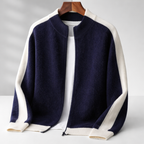 Herren Strickjacke mit Reißverschluss und hochgeschlossenem Rundhals
