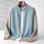 Herren Strickjacke mit Reißverschluss und hochgeschlossenem Rundhals