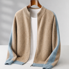 Herren Strickjacke mit Reißverschluss und hochgeschlossenem Rundhals