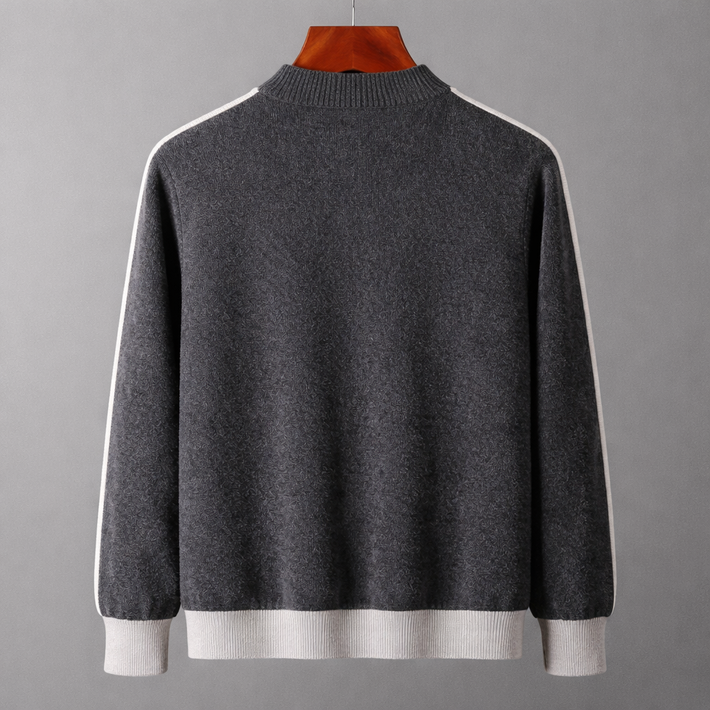 Herren Strickjacke mit Reißverschluss und hochgeschlossenem Rundhals