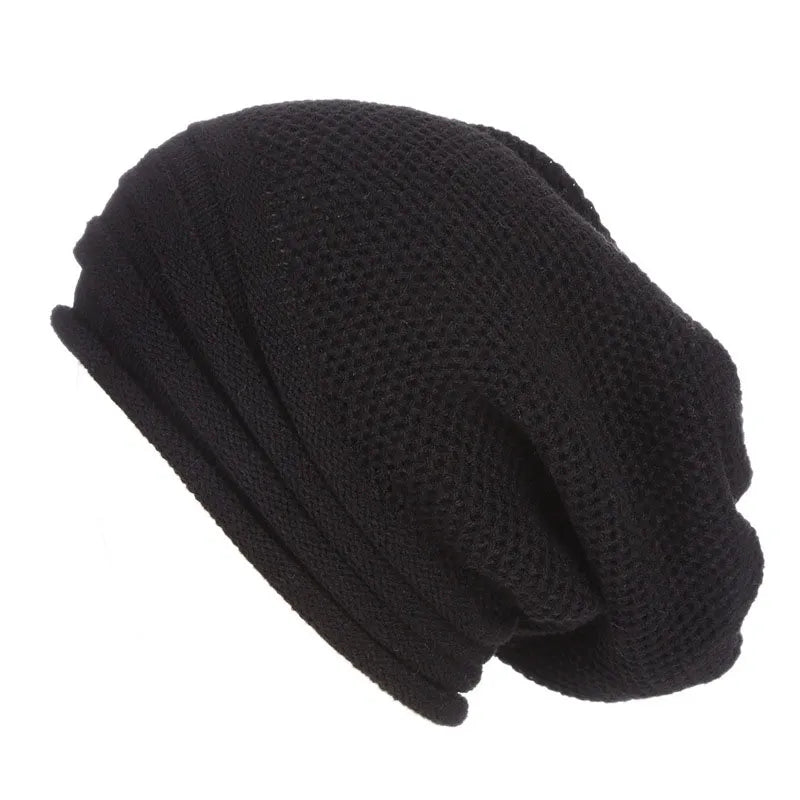 Herren Oversized Wollmütze – Lässige Beanie in Waffelstrick, Winter