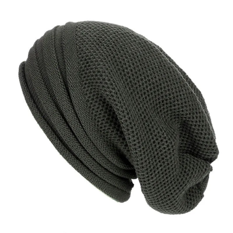 Herren Oversized Wollmütze – Lässige Beanie in Waffelstrick, Winter