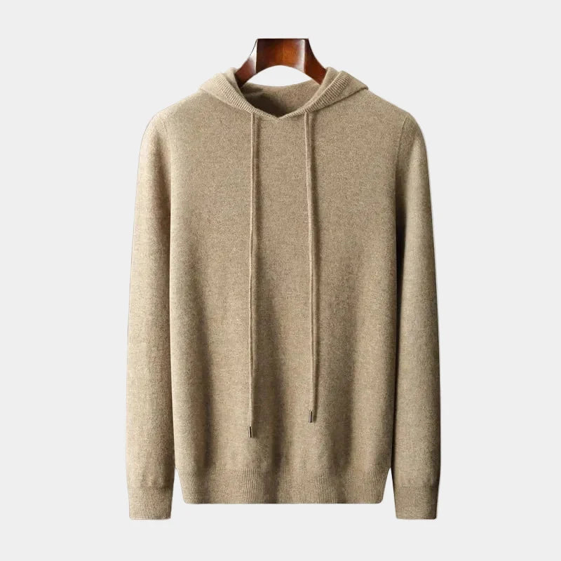 Herren Strickpullover mit Kapuze und Kordelzug