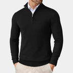 Herren Strickpullover mit Stehkragen und halbem Reißverschluss