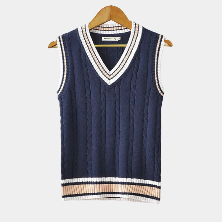 Herren Strickpullover ohne Ärmel mit V-Ausschnitt