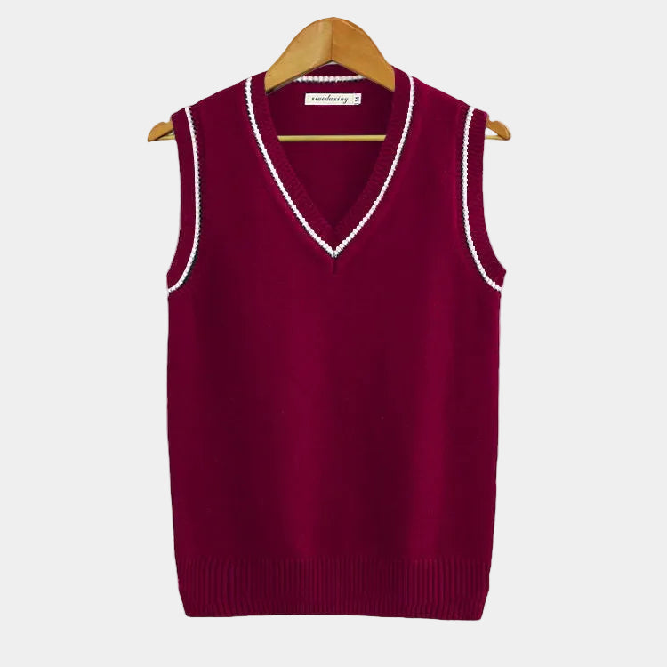 Herren Strickpullover ohne Ärmel mit V-Ausschnitt